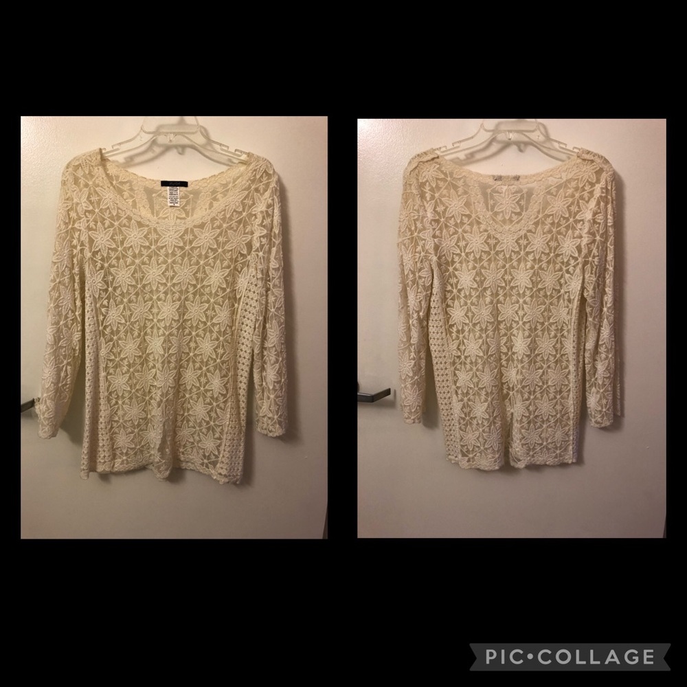 Beautiful 100% Cotton Lace Tunic Top size Small